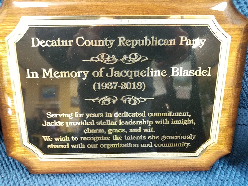 Jackie Blasdel Honored Posthumously by the State of Indiana